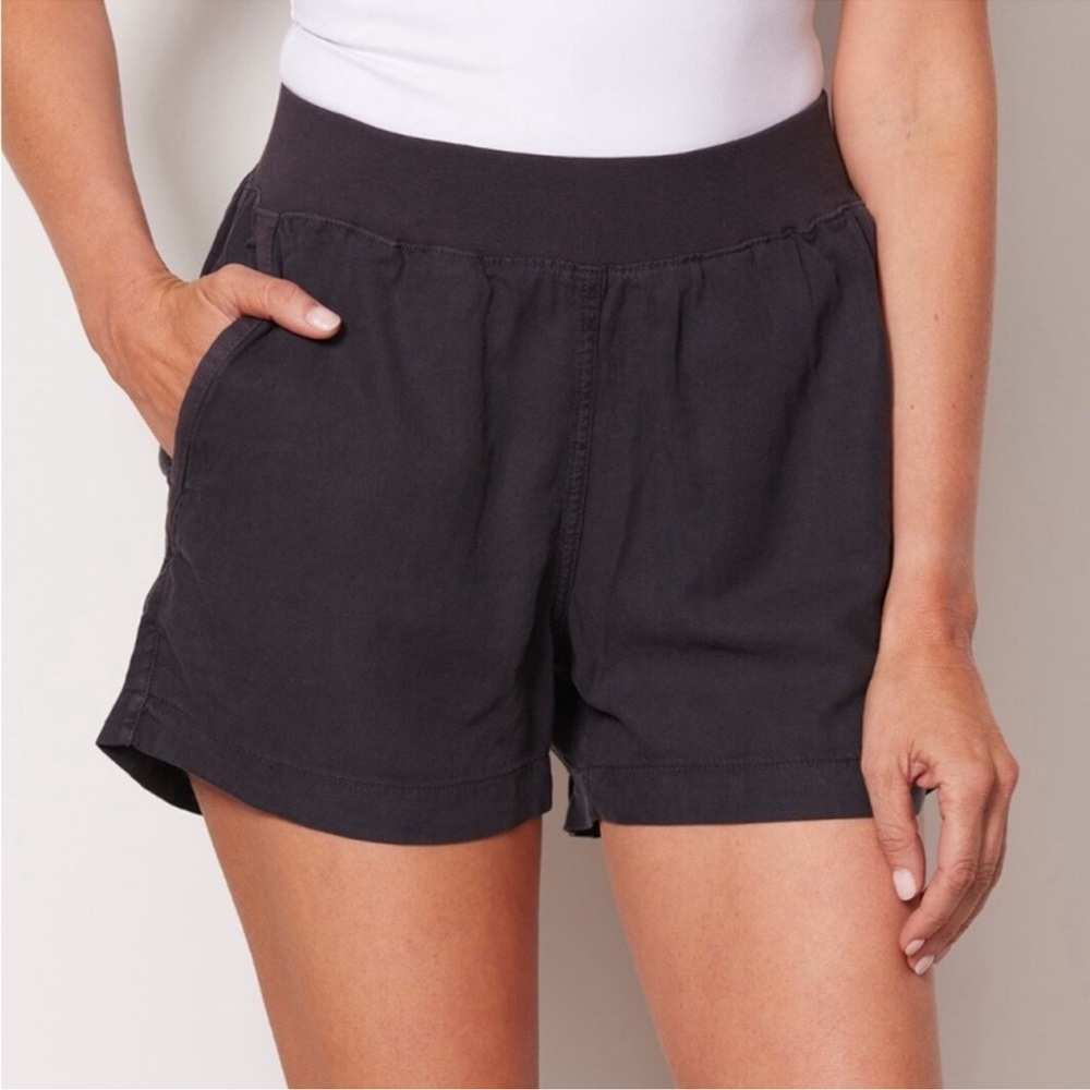 Faherty Arlie Low Rise Linen Blend Pull On Day Shorts Black Sz S